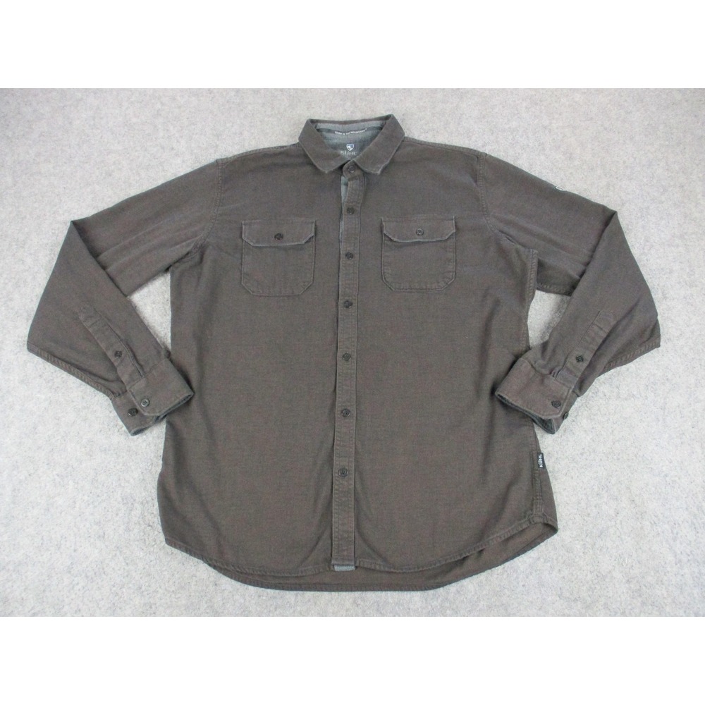 Kuhl Shirt Mens Medium Brown Descendr Twill Button Up Flannel Outdoors Hiking